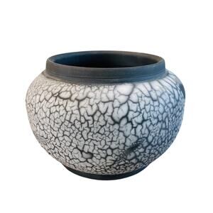 Vintage Crackle Studio Art Pottery Vase Signed Hart